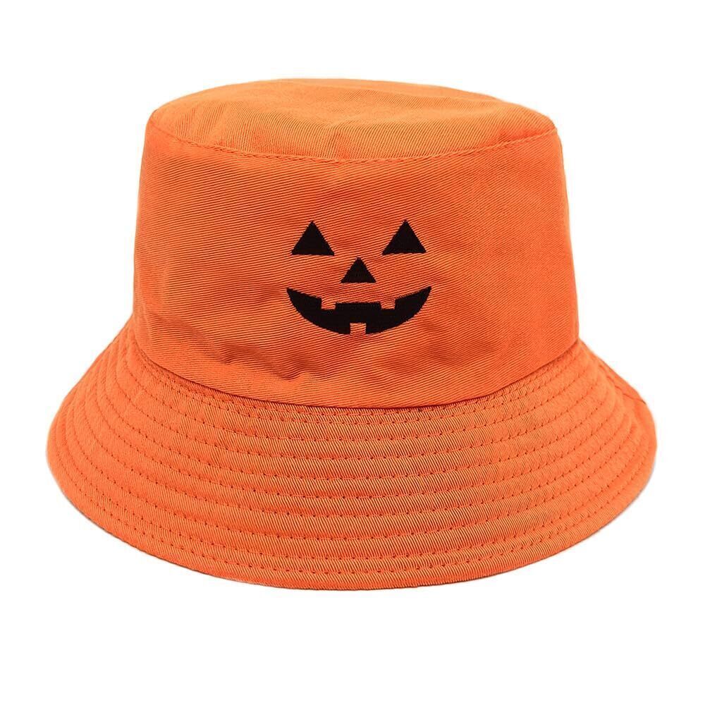 5672 Halloween Pumpkin Bucket Hat and - Reversible Sun hat Face on Front &